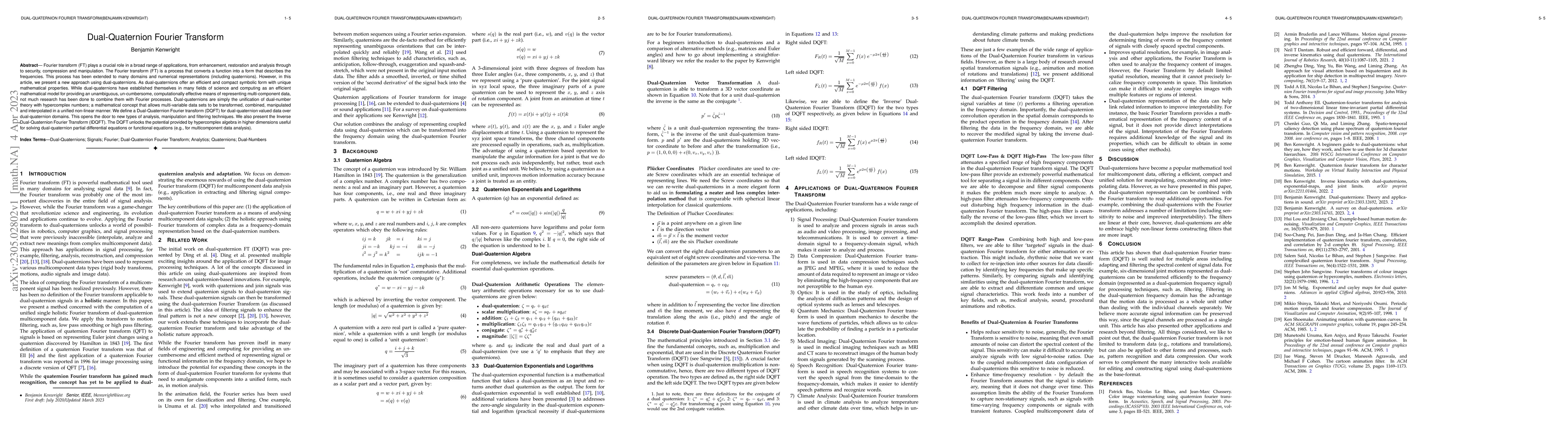 Thumbnail for Dual-Quaternion Fourier Transform