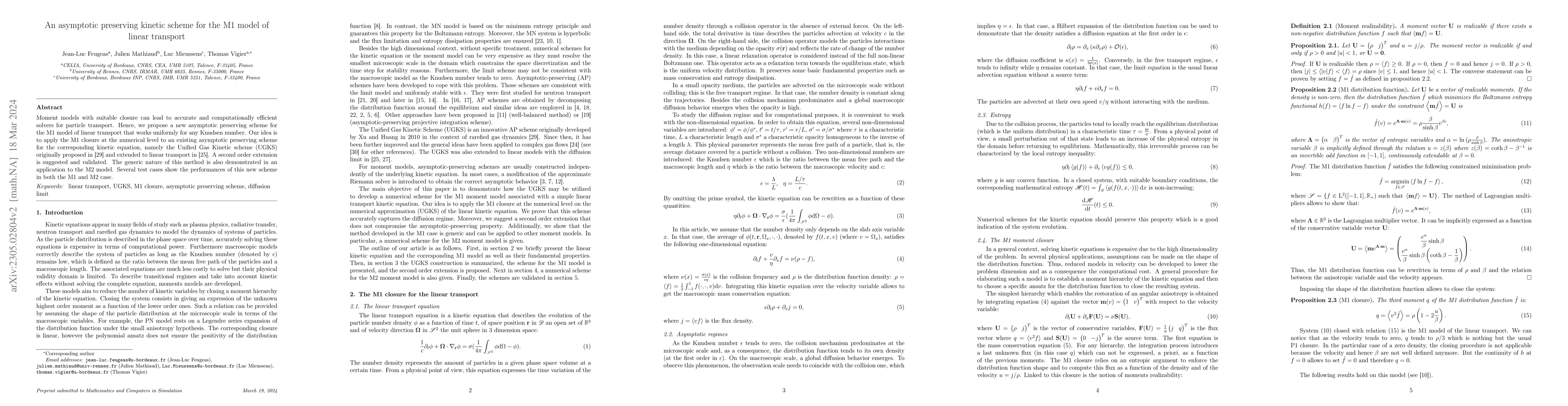 Thumbnail for An asymptotic preserving kinetic scheme for the M1 model of linear
  transport