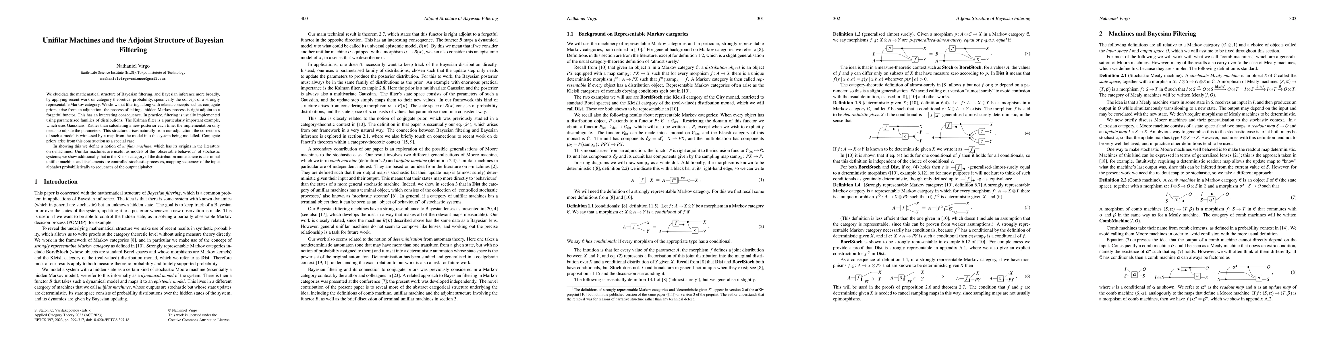 Thumbnail for Unifilar Machines and the Adjoint Structure of Bayesian Filtering