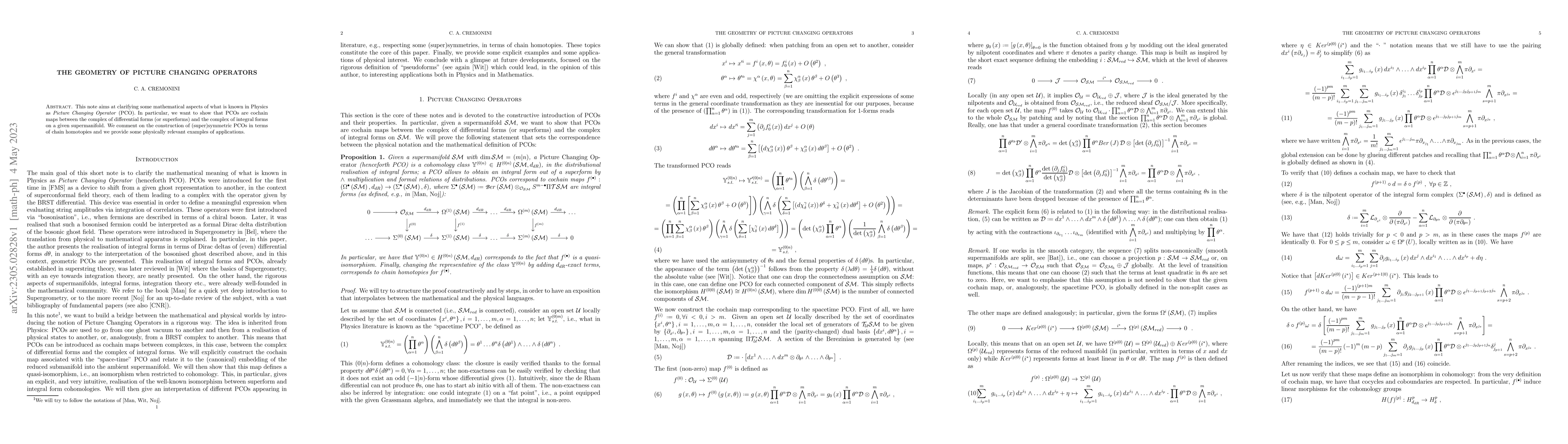 Thumbnail for The Geometry of Picture Changing Operators