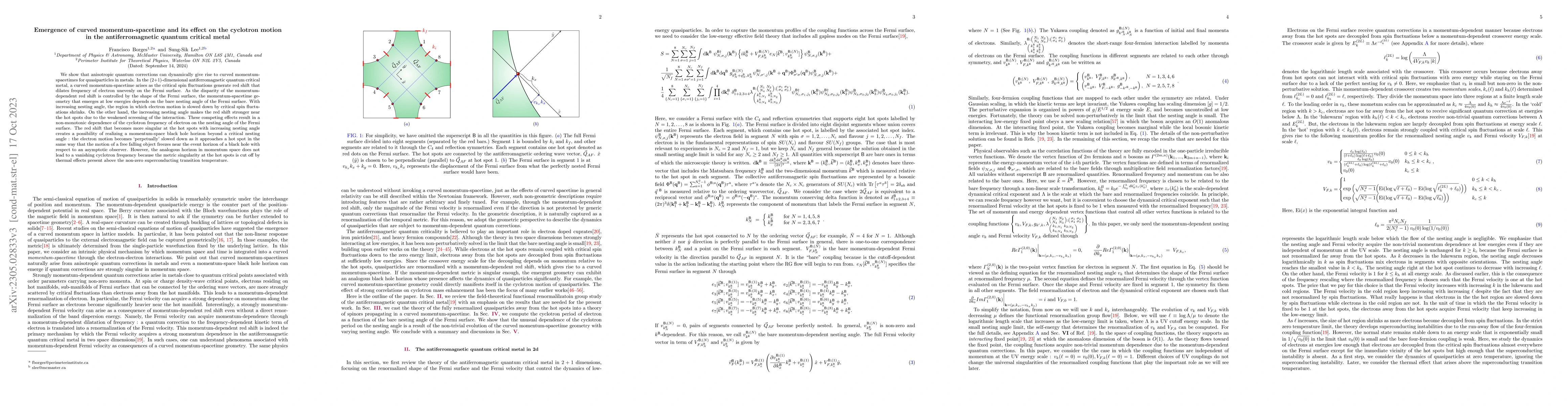 Thumbnail for Emergence of curved momentum-spacetime and its effect on the cyclotron
  motion in the antiferromagnetic quantum critical metal