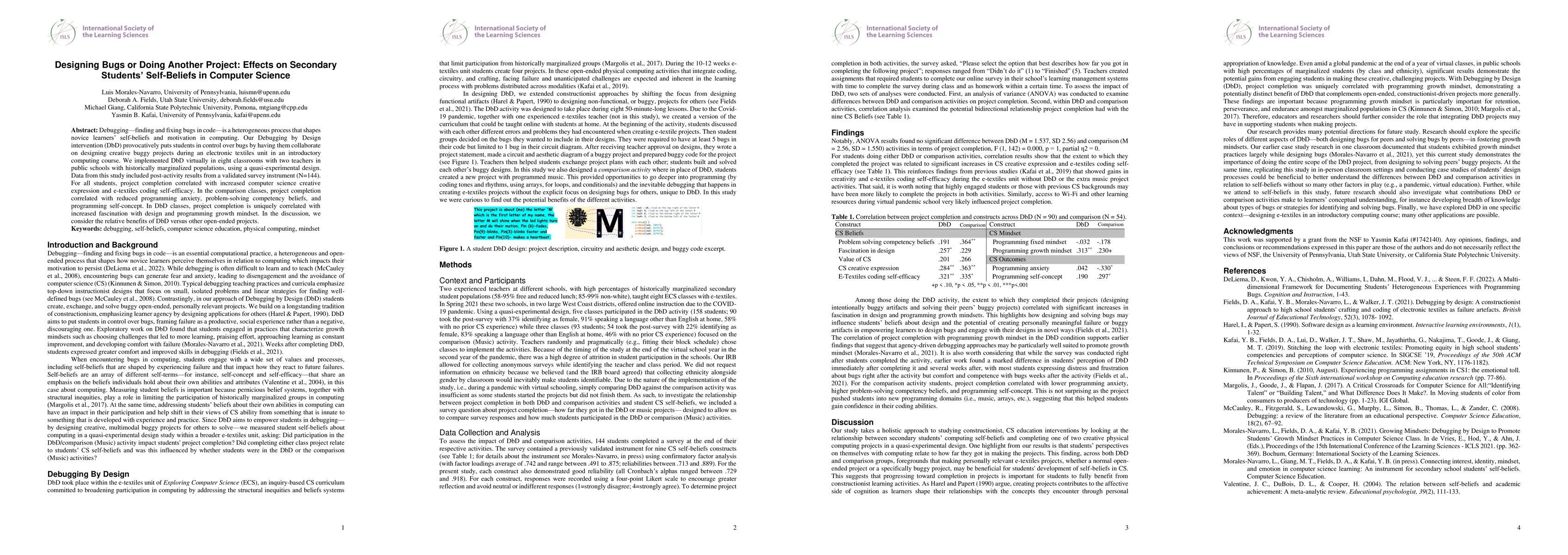Thumbnail for Designing Bugs or Doing Another Project: Effects on Secondary Students'
  Self-Beliefs in Computer Science