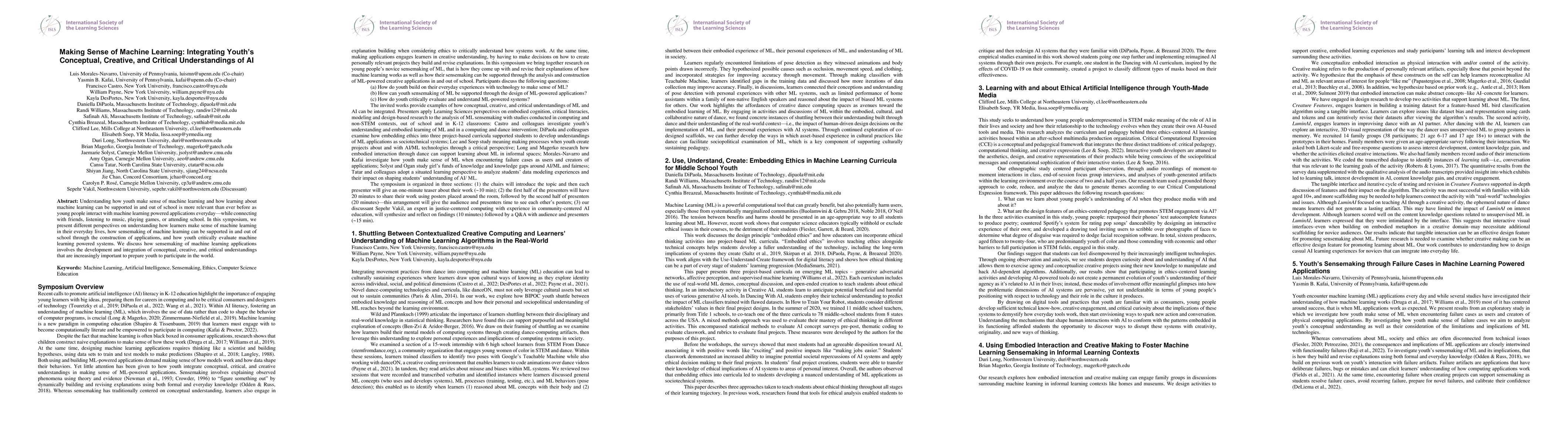Thumbnail for Making Sense of Machine Learning: Integrating Youth's Conceptual,
  Creative, and Critical Understandings of AI