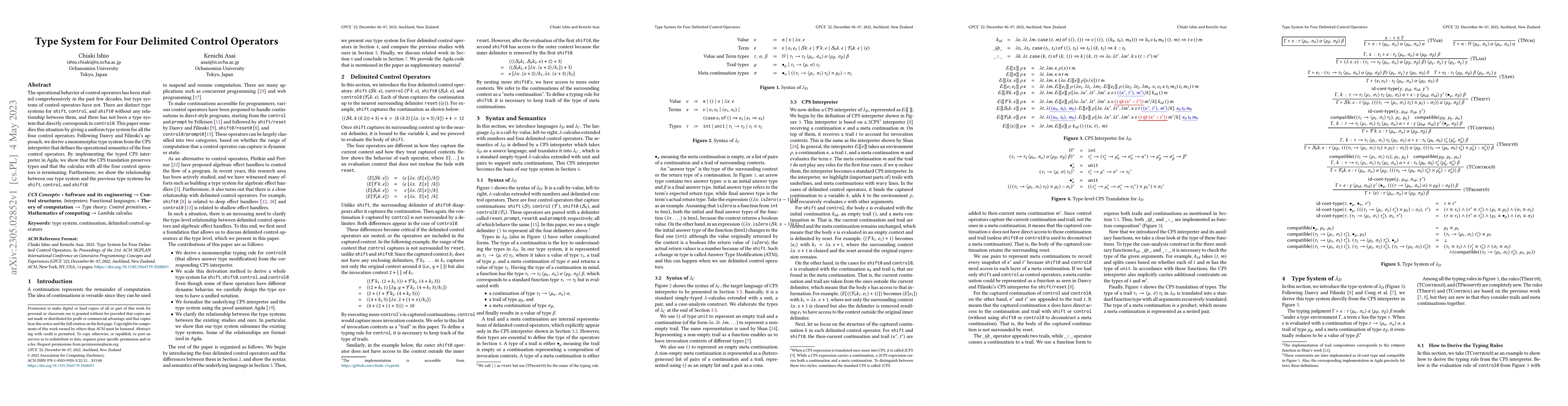 Thumbnail for Type System for Four Delimited Control Operators