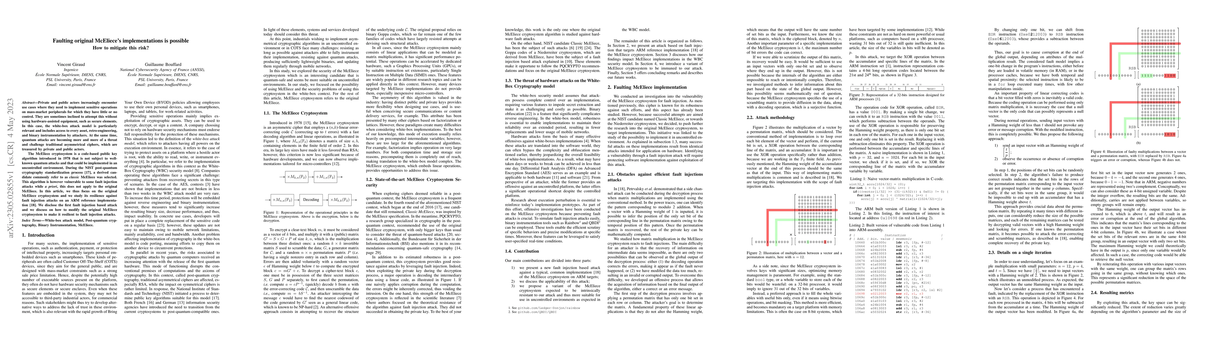 Thumbnail for Faulting original McEliece's implementations is possible: How to
  mitigate this risk?