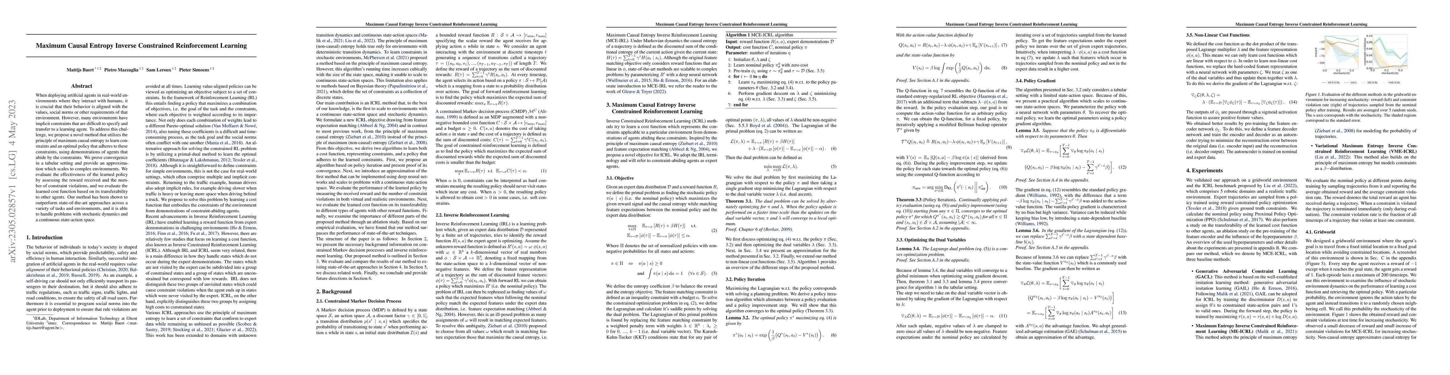 Thumbnail for Maximum Causal Entropy Inverse Constrained Reinforcement Learning