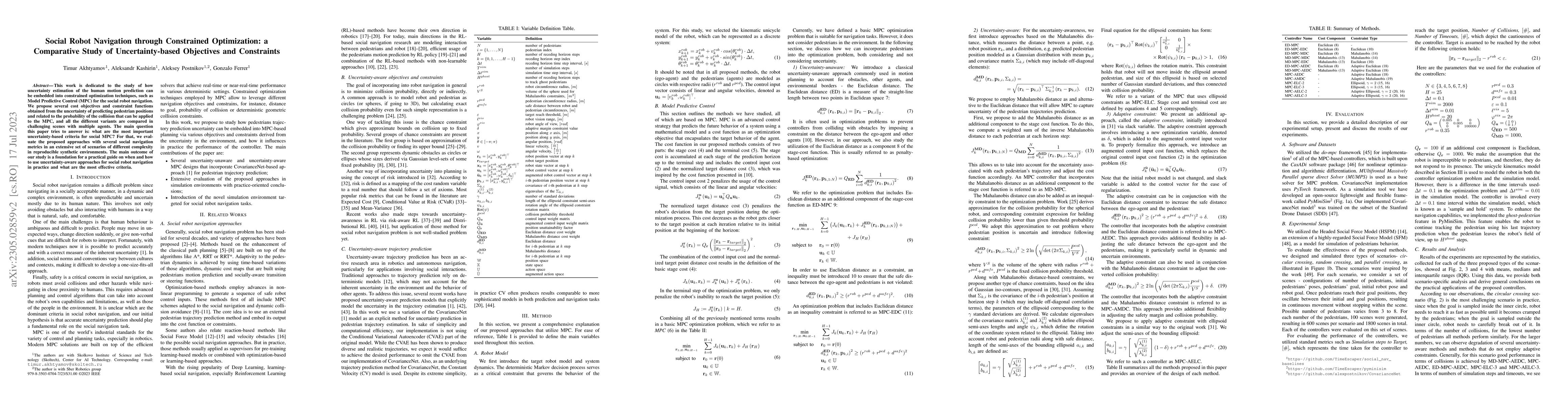 Thumbnail for Social Robot Navigation through Constrained Optimization: a Comparative
  Study of Uncertainty-based Objectives and Constraints
