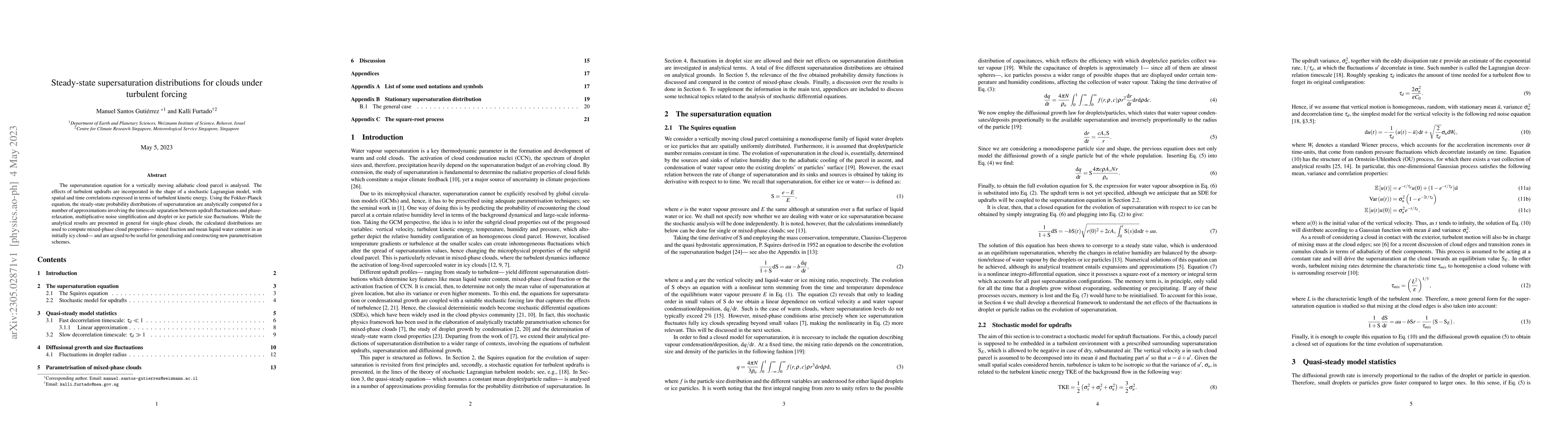 Thumbnail for Steady-state supersaturation distributions for clouds under turbulent
  forcing