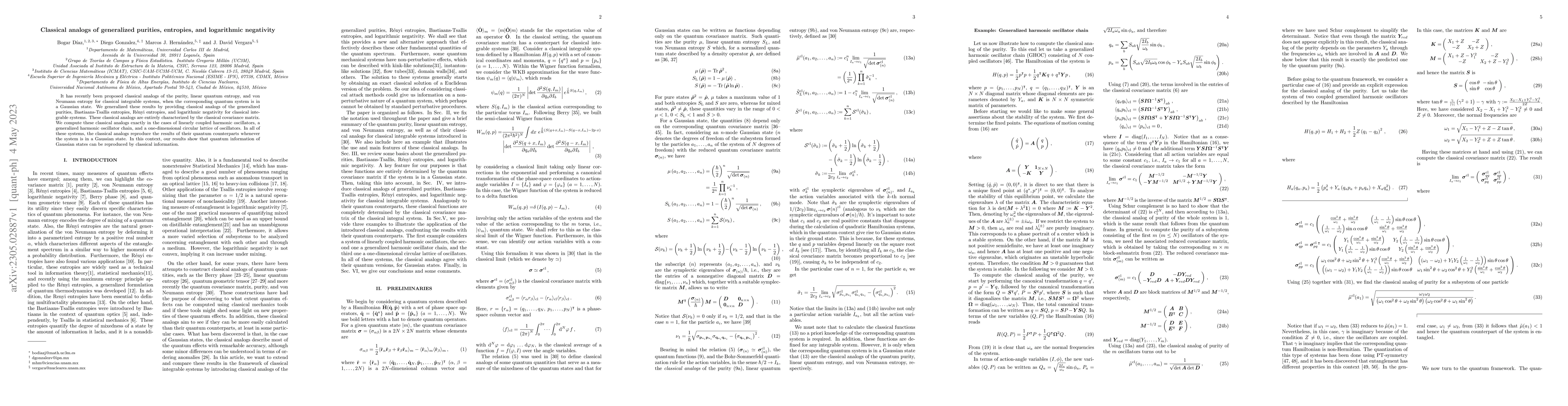Thumbnail for Classical analogs of generalized purities, entropies, and logarithmic
  negativity