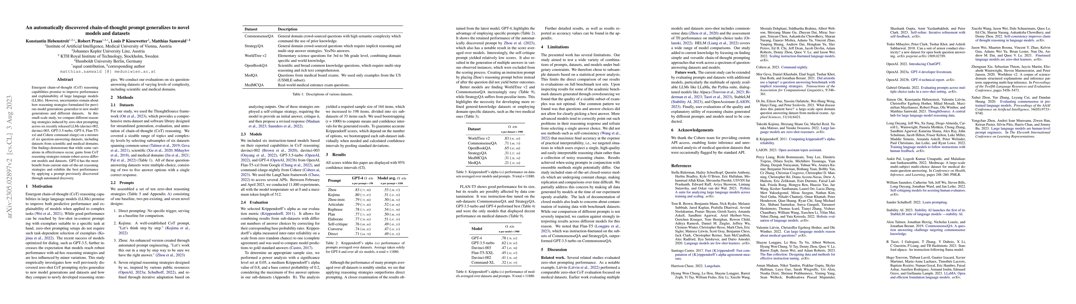Thumbnail for An automatically discovered chain-of-thought prompt generalizes to novel
  models and datasets