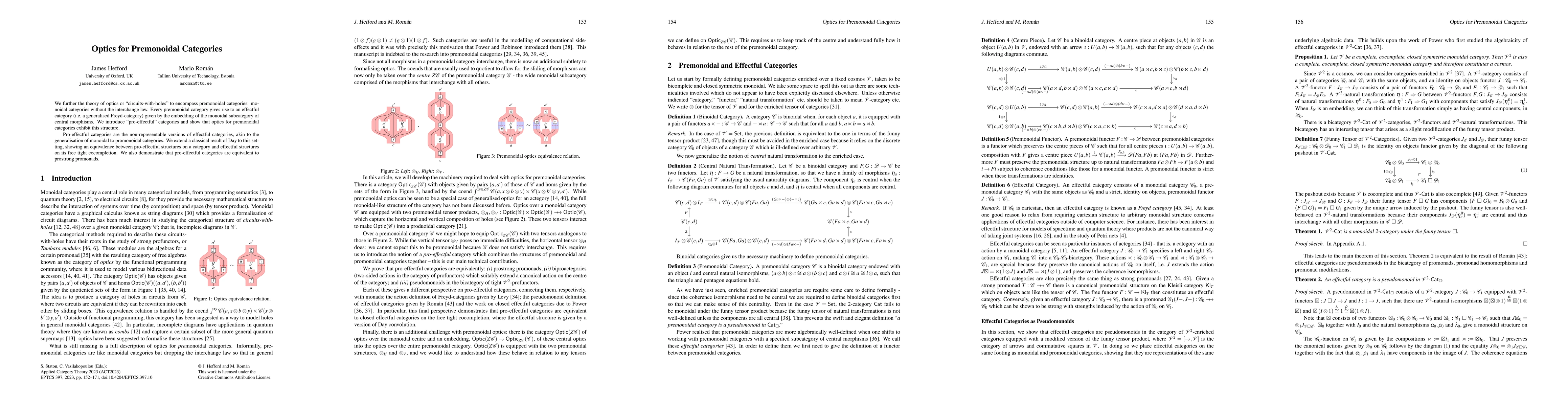 Thumbnail for Optics for Premonoidal Categories