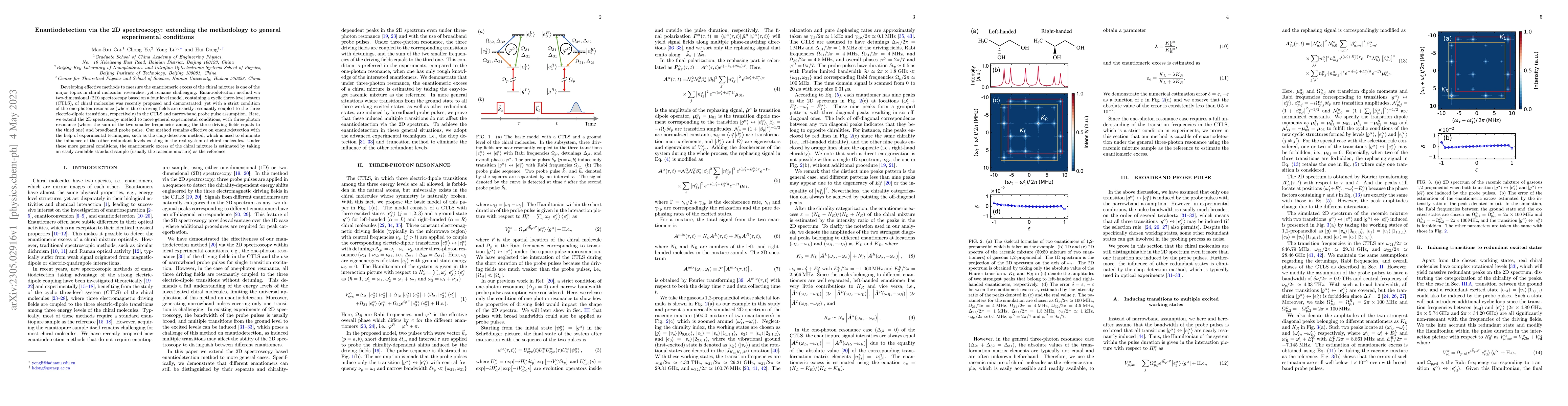 Thumbnail for Enantiodetection via the 2D spectroscopy: extending the methodology to
  general experimental conditions