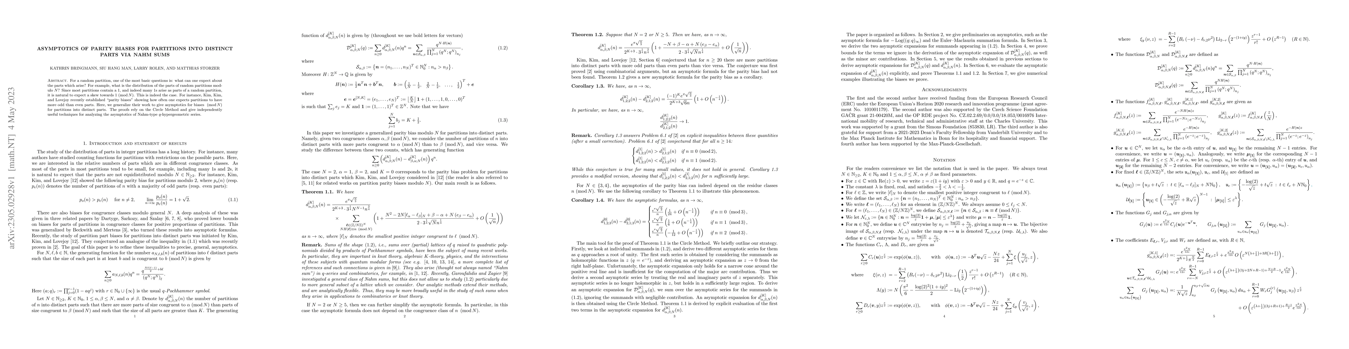 Thumbnail for Asymptotics of parity biases for partitions into distinct parts via Nahm
  sums