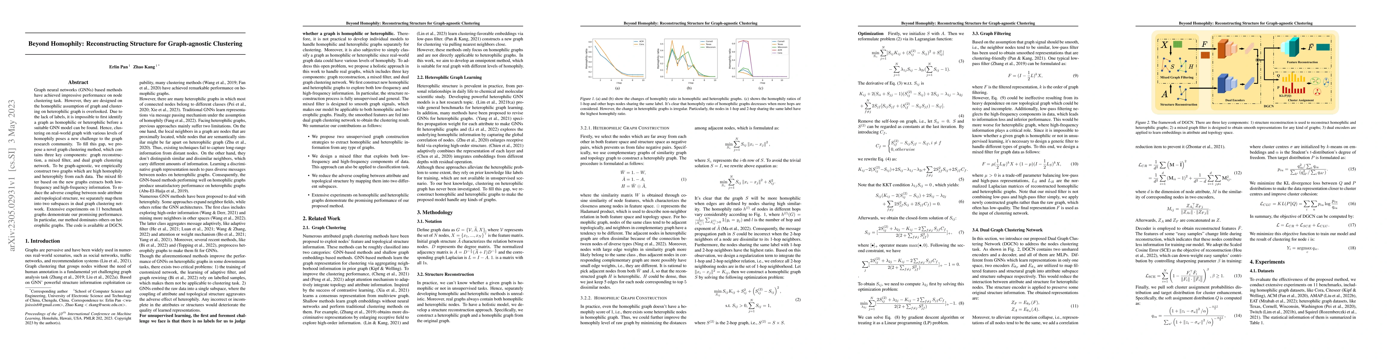 Thumbnail for Beyond Homophily: Reconstructing Structure for Graph-agnostic Clustering