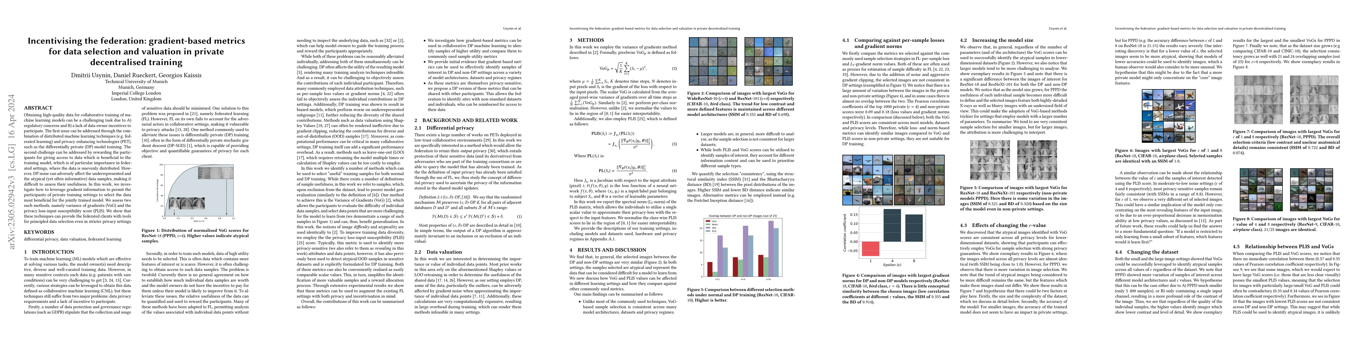 Thumbnail for Incentivising the federation: gradient-based metrics for data selection
  and valuation in private decentralised training