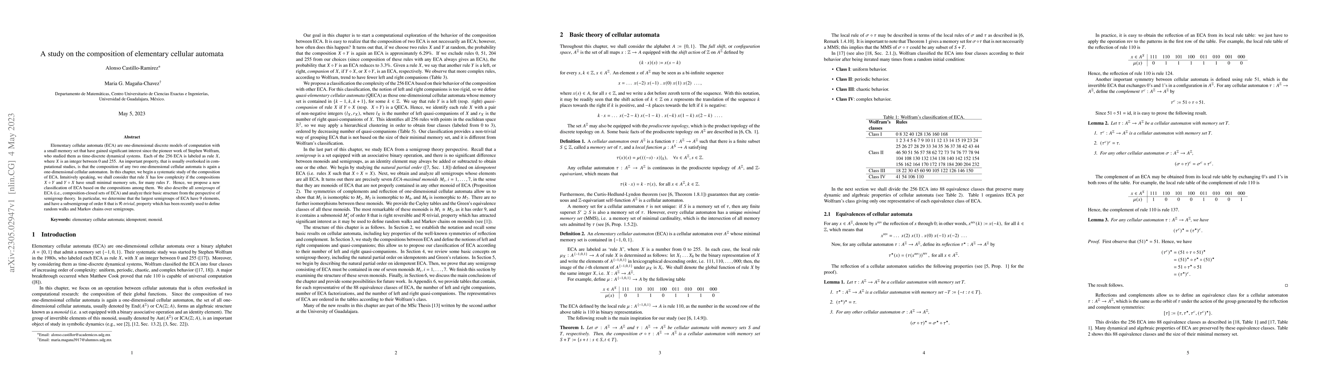Thumbnail for A study on the composition of elementary cellular automata