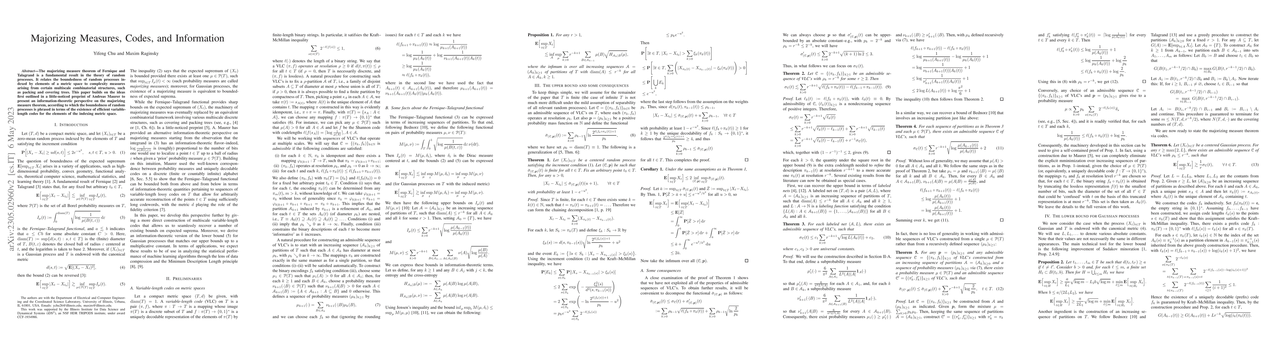 Thumbnail for Majorizing Measures, Codes, and Information