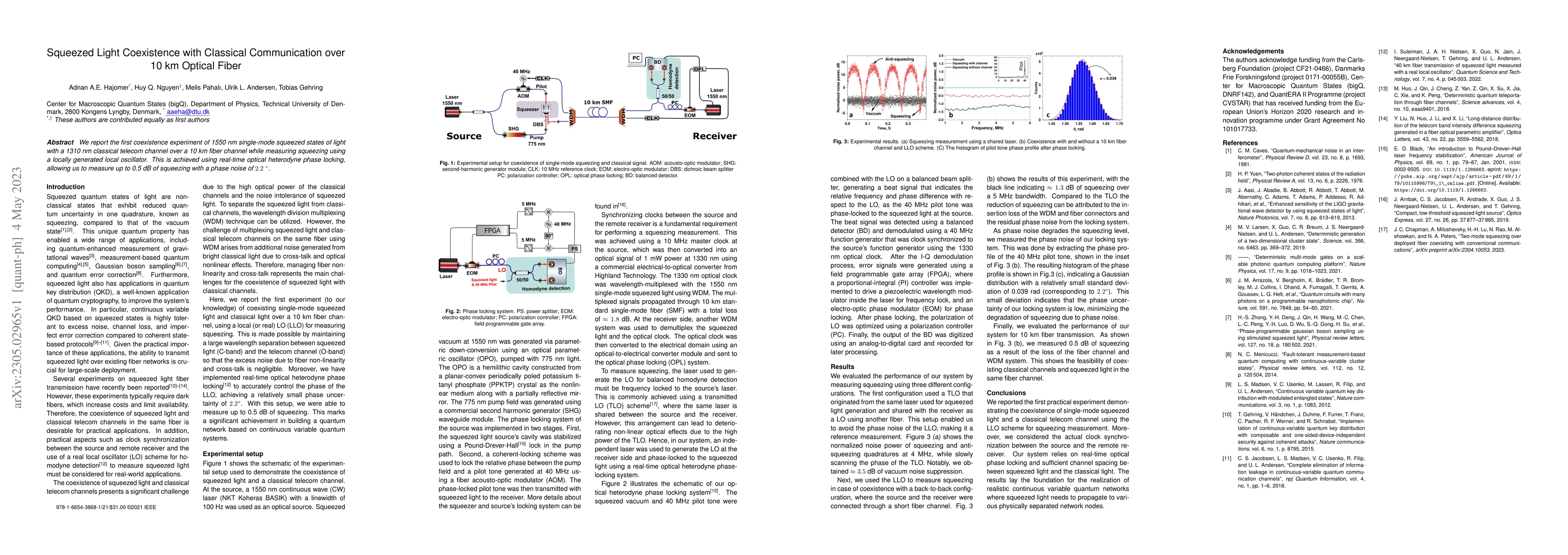Thumbnail for Squeezed Light Coexistence with Classical Communication over 10 km
  Optical Fiber
