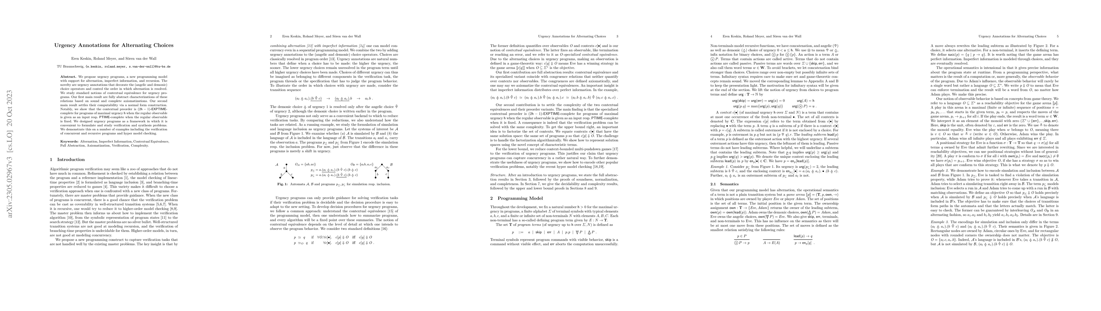 Thumbnail for Urgency Annotations for Alternating Choices