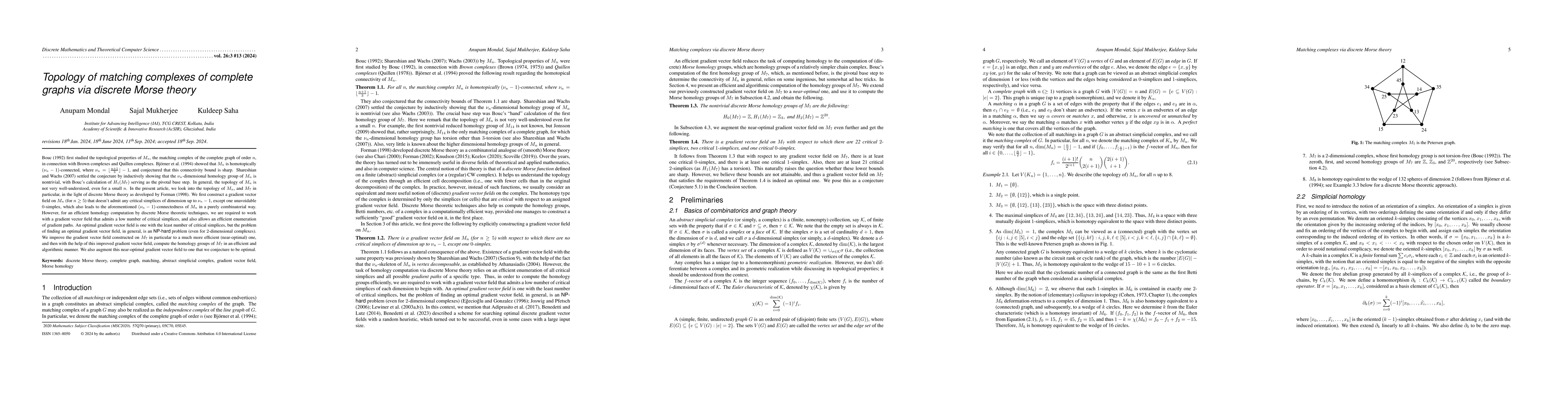 Thumbnail for Topology of matching complexes of complete graphs via discrete Morse
  theory