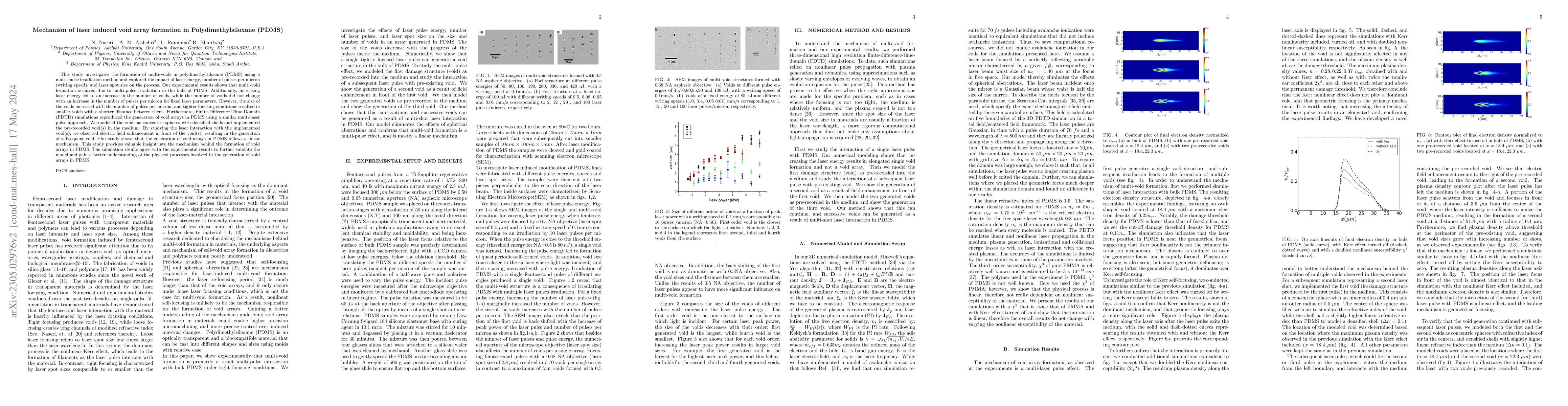 Thumbnail for Mechanism of laser induced self-organized void array formation in
  Polydimethylsiloxane (PDMS)