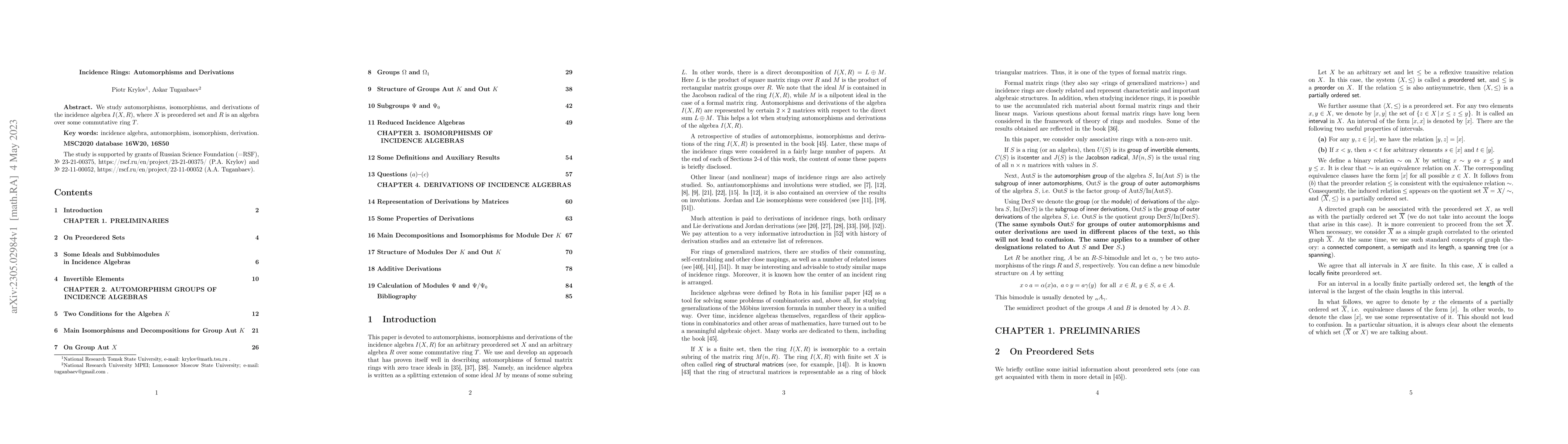 Thumbnail for Incidence Rings: Automorphisms and Derivations