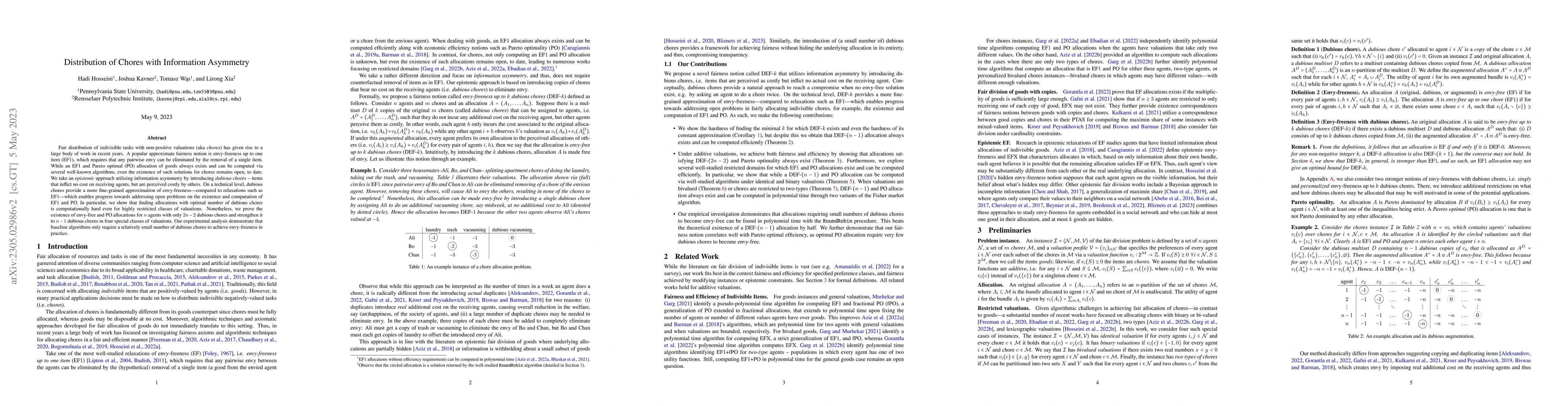 Thumbnail for Distribution of Chores with Information Asymmetry