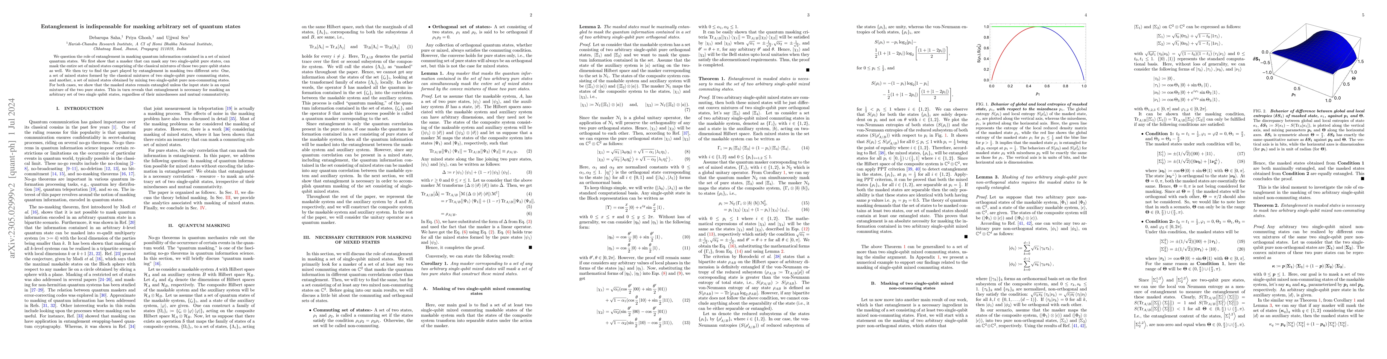Thumbnail for Entanglement is indispensable for masking arbitrary set of quantum
  states