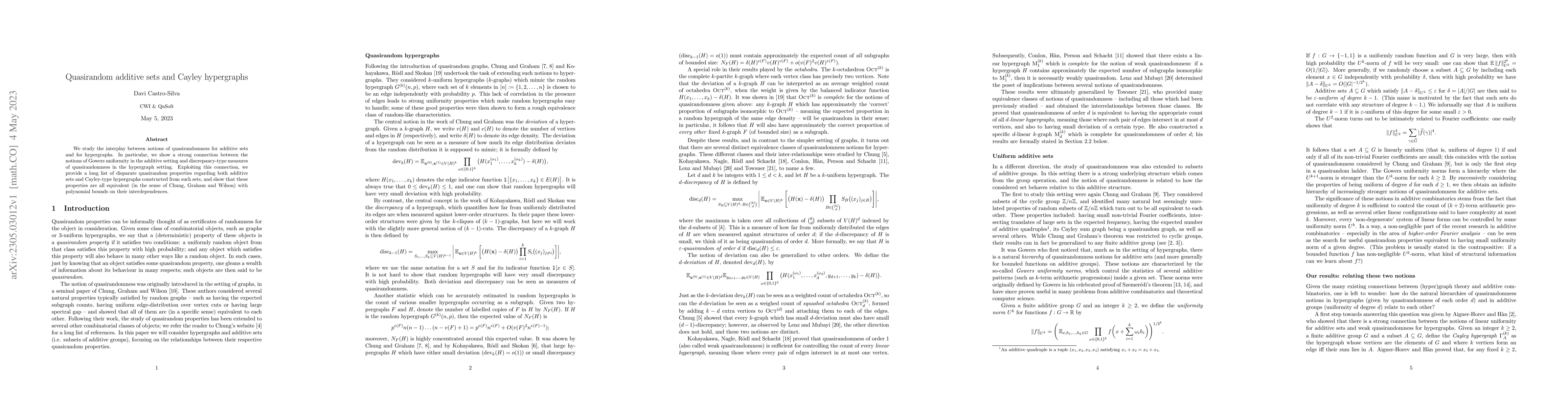 Thumbnail for Quasirandom additive sets and Cayley hypergraphs