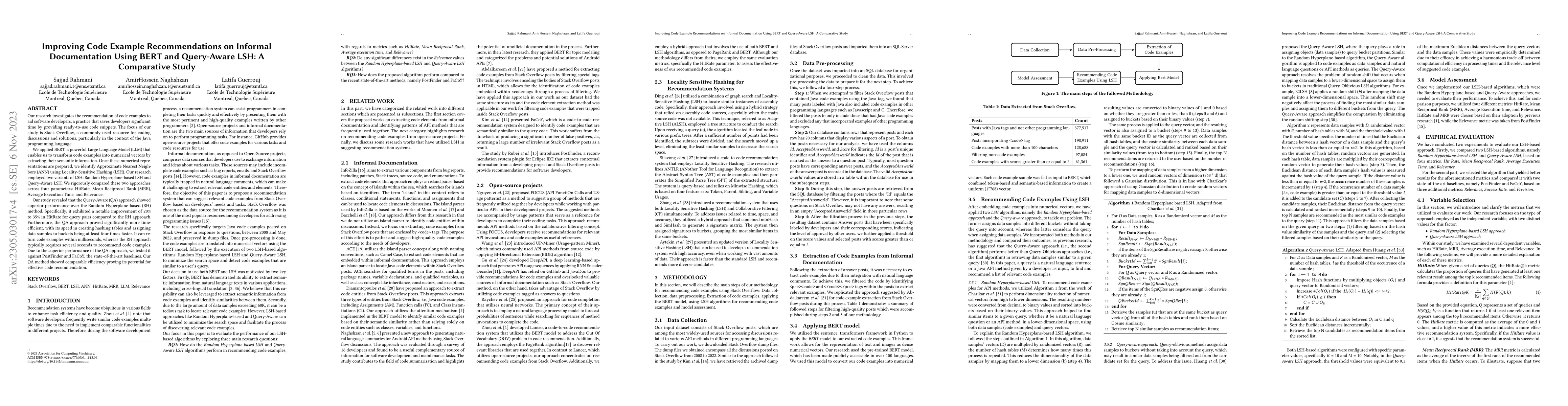 Thumbnail for Improving Code Example Recommendations on Informal Documentation Using
  BERT and Query-Aware LSH: A Comparative Study