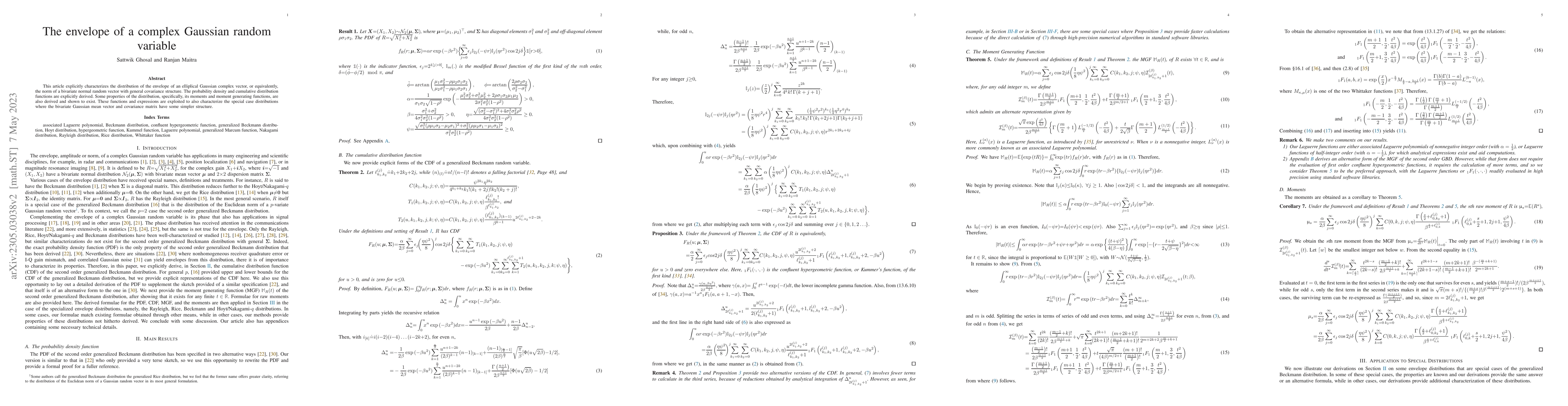 Thumbnail for The envelope of a complex Gaussian random variable