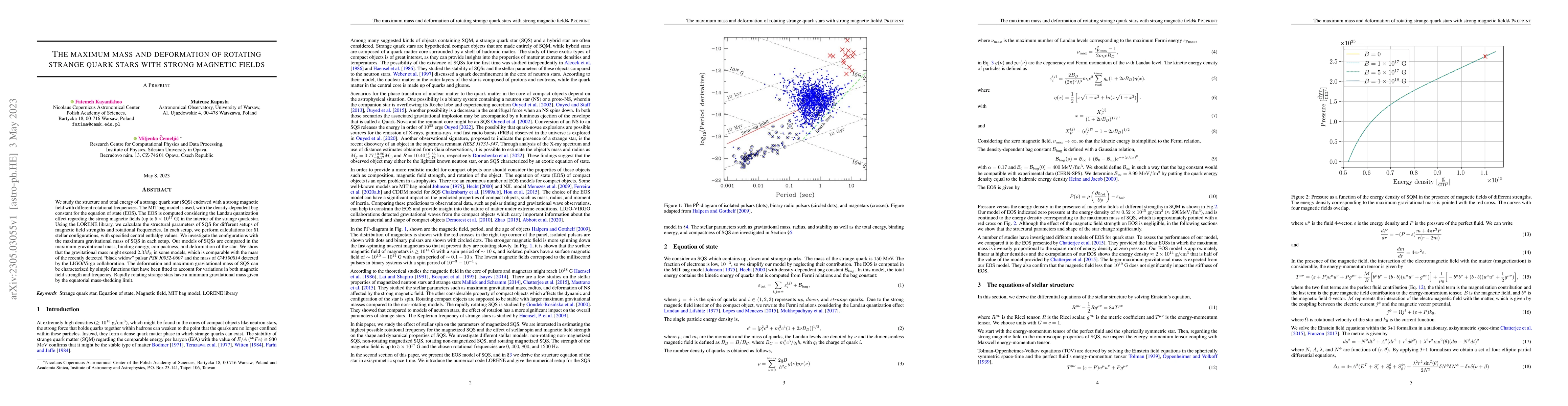 Thumbnail for The maximum mass and deformation of rotating strange quark stars with
  strong magnetic fields
