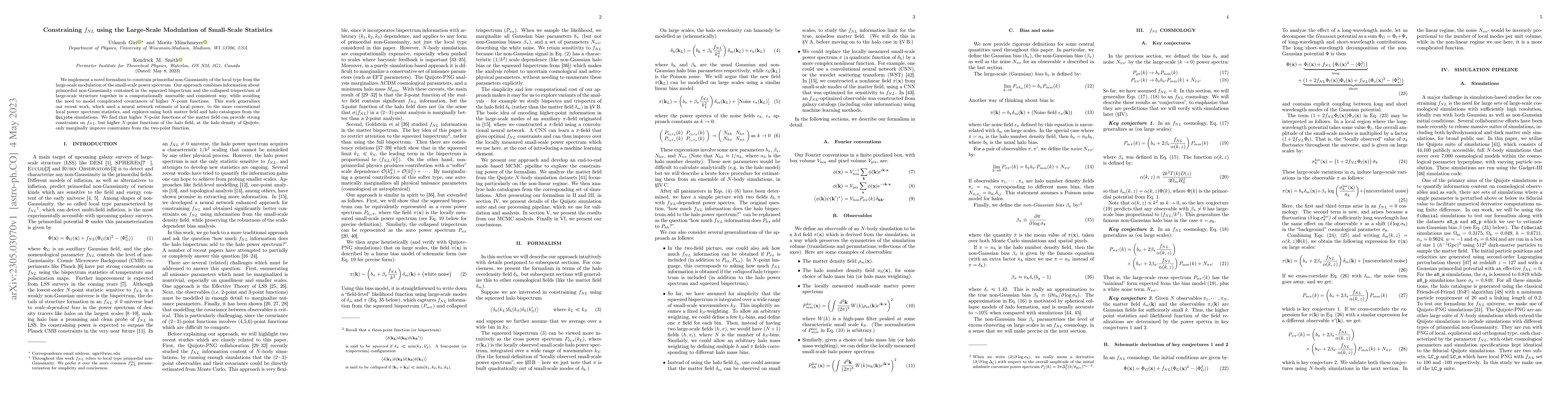 Thumbnail for Constraining $f_{NL}$ using the Large-Scale Modulation of Small-Scale
  Statistics