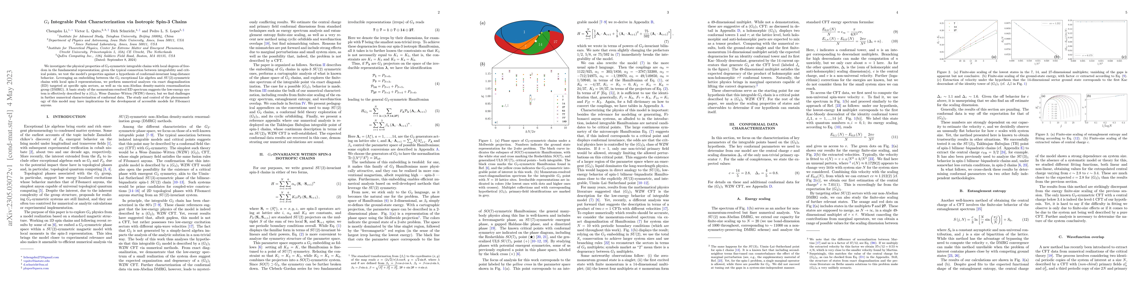 Thumbnail for $G_2$ Integrable Point Characterization via Isotropic Spin-3 Chains