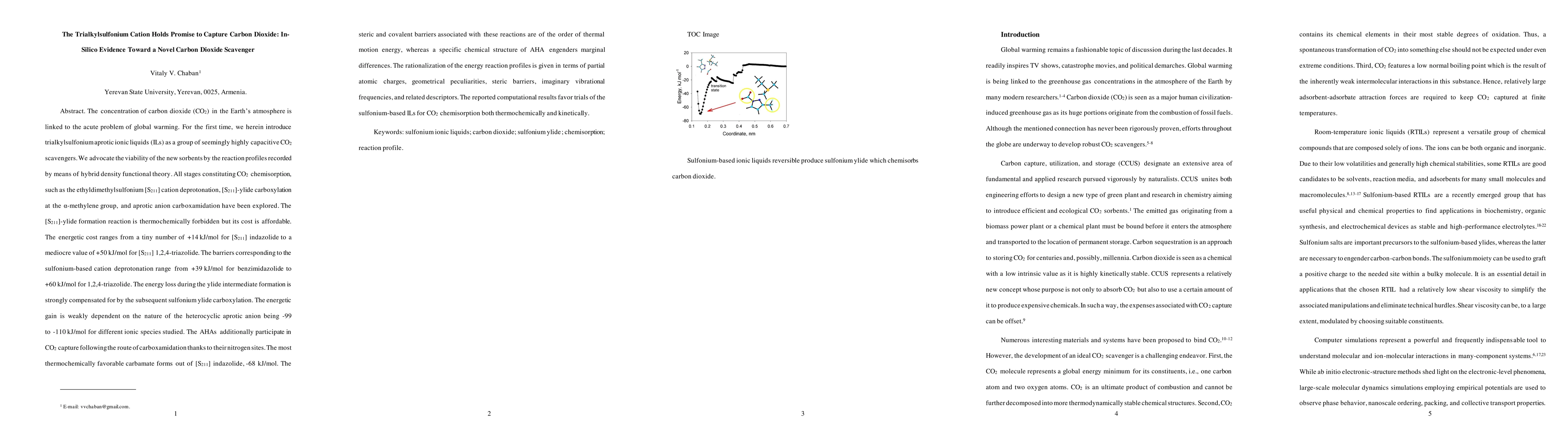 Thumbnail for The Trialkylsulfonium Cation Holds Promise to Capture Carbon Dioxide:
  In-Silico Evidence Toward a Novel Carbon Dioxide Scavenger
