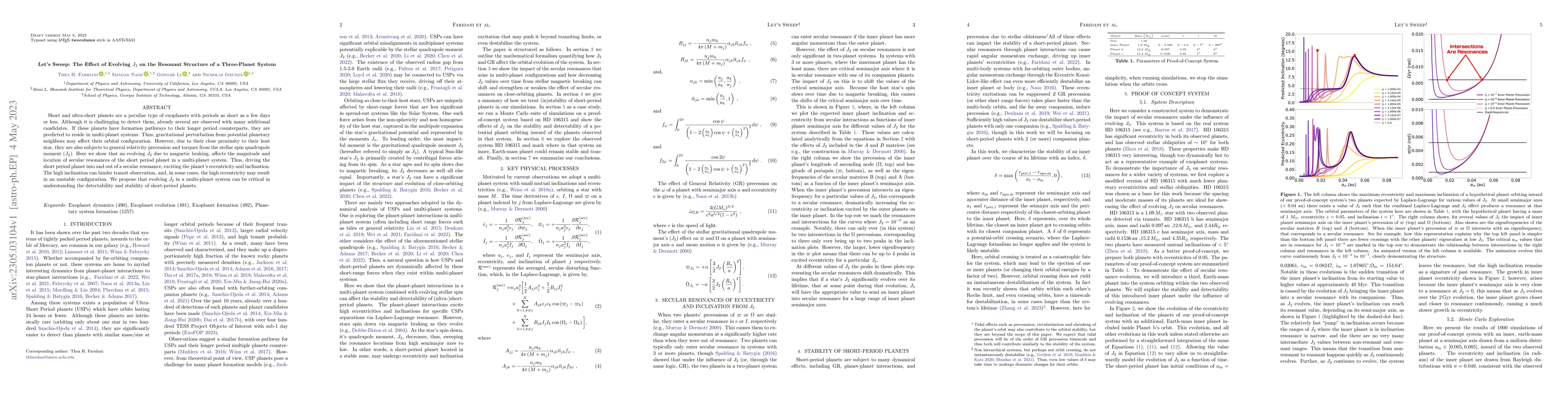 Thumbnail for Let's Sweep: The Effect of Evolving $J_2$ on the Resonant Structure of a
  Three-Planet System