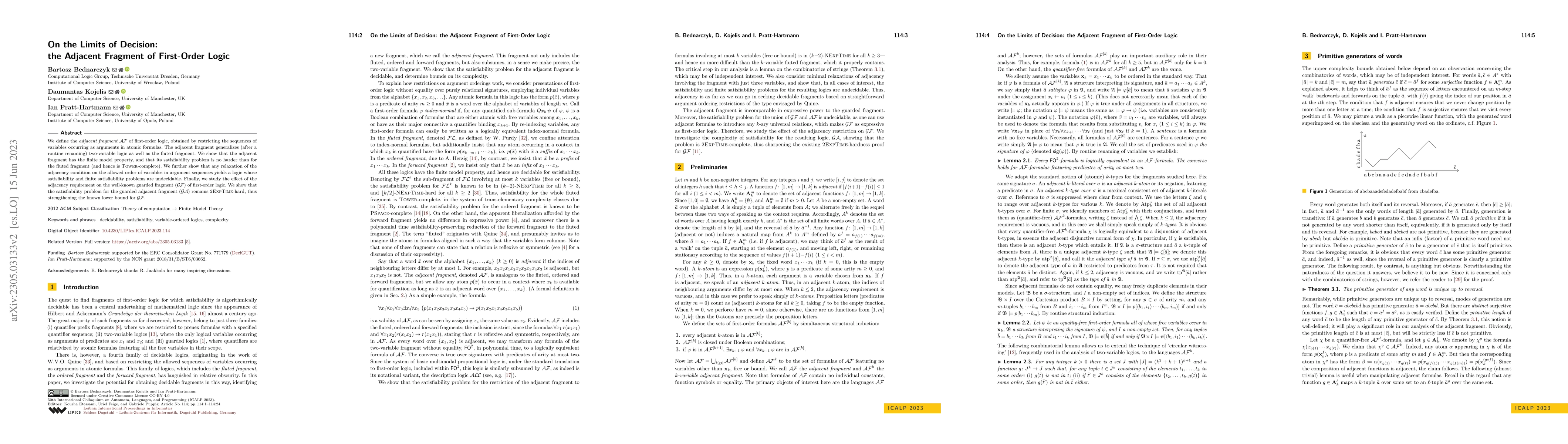 Thumbnail for On the Limits of Decision: the Adjacent Fragment of First-Order Logic