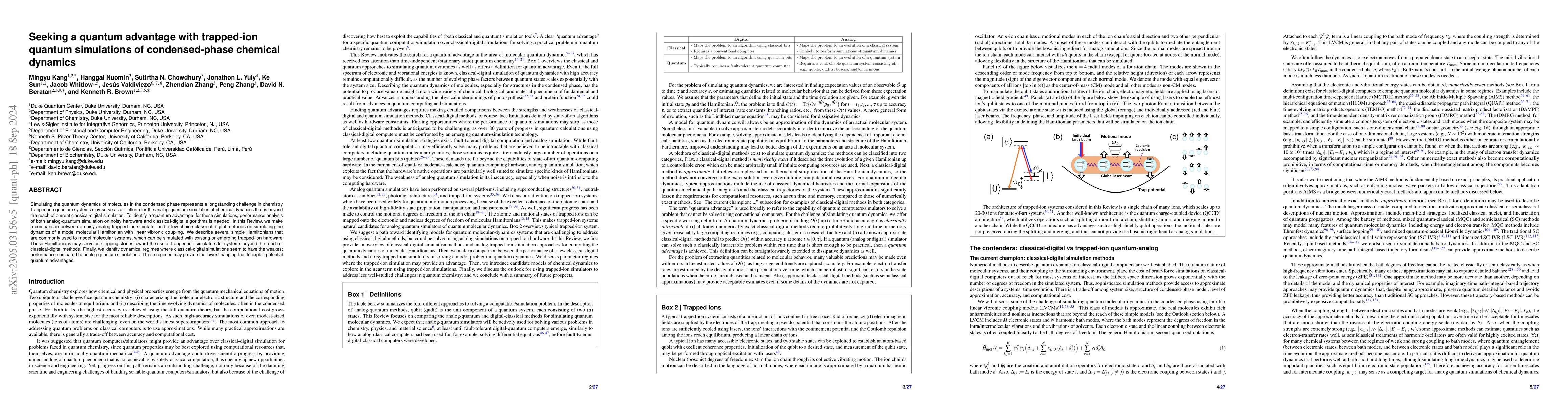 Thumbnail for Seeking a quantum advantage with trapped-ion quantum simulations of
  condensed-phase chemical dynamics