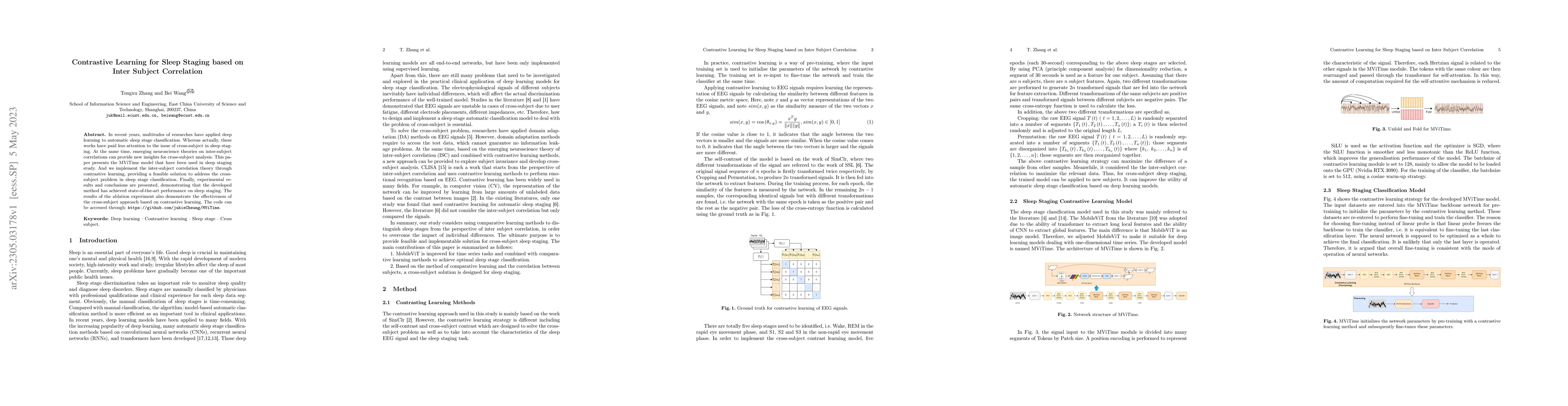 Thumbnail for Contrastive Learning for Sleep Staging based on Inter Subject
  Correlation