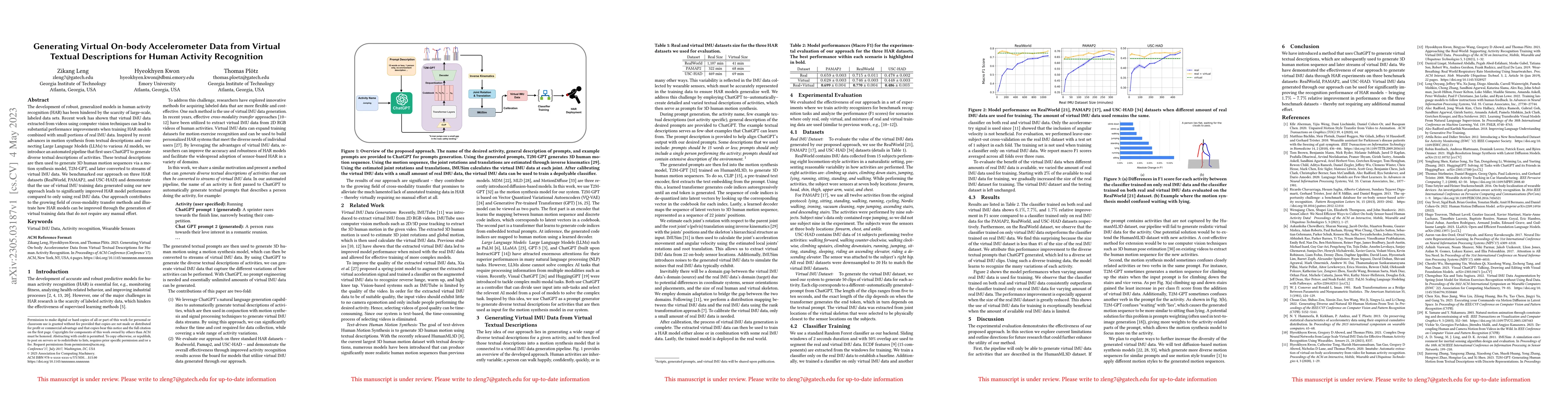 Thumbnail for Generating Virtual On-body Accelerometer Data from Virtual Textual
  Descriptions for Human Activity Recognition