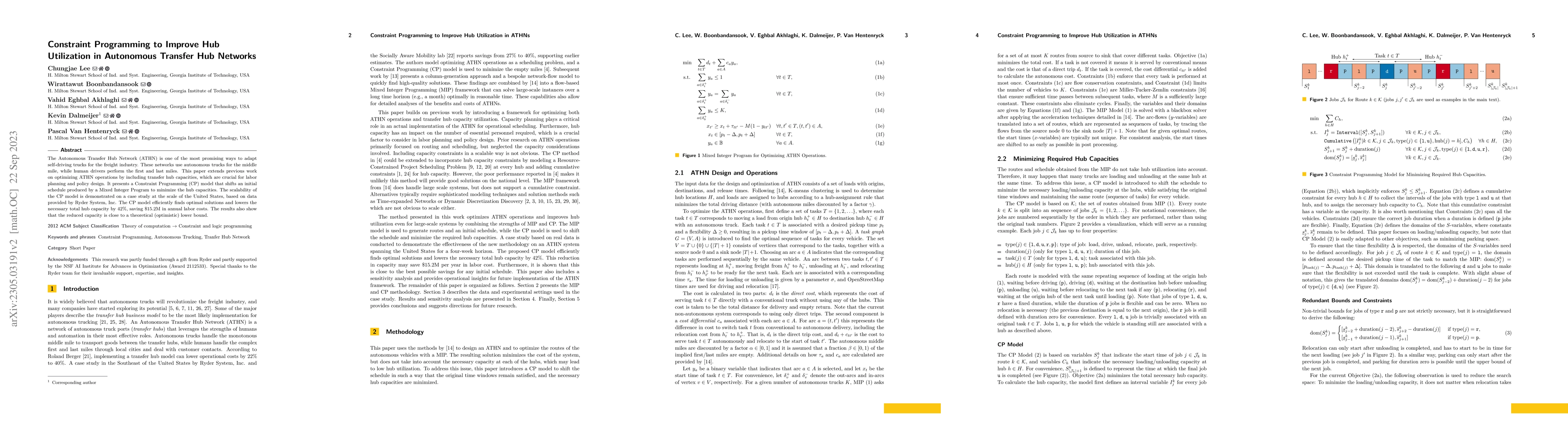 Thumbnail for Constraint Programming to Improve Hub Utilization in Autonomous Transfer
  Hub Networks
