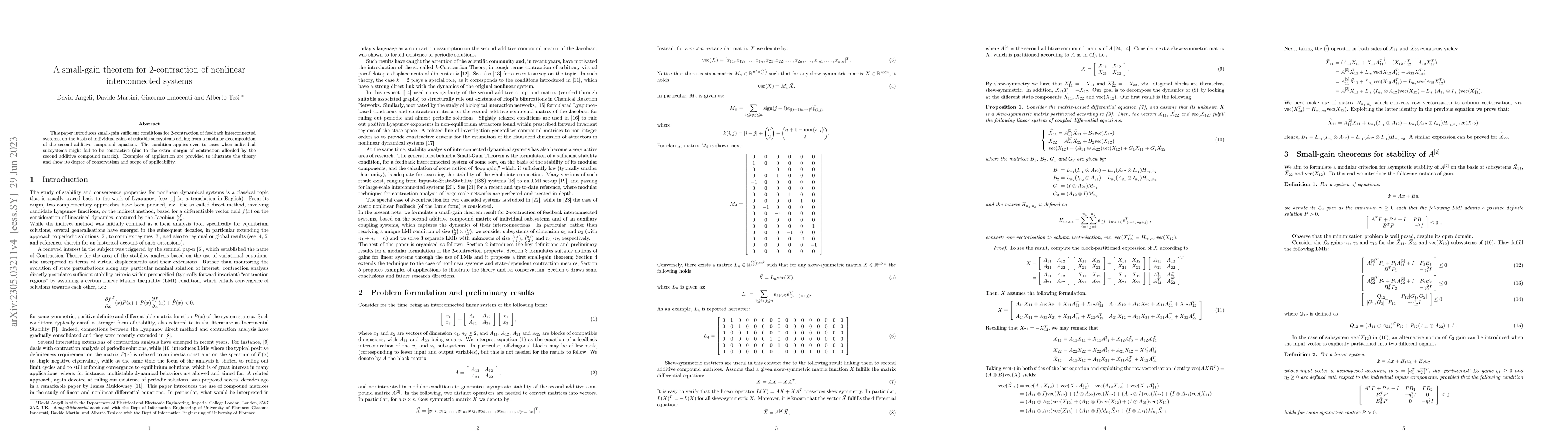 Thumbnail for A small-gain theorem for 2-contraction of nonlinear interconnected
  systems