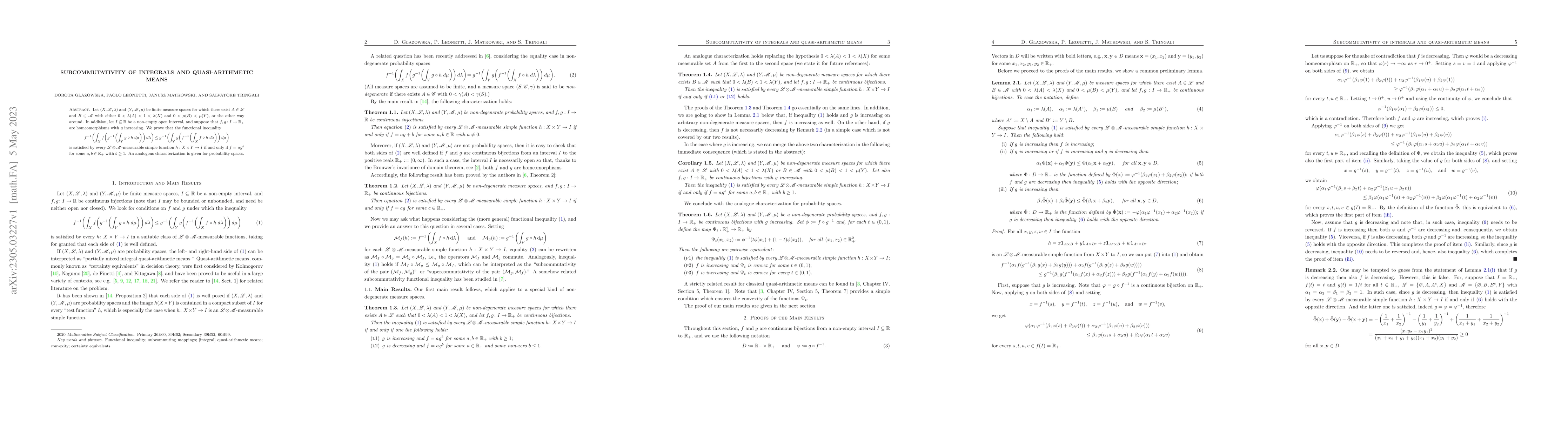 Thumbnail for Subcommutativity of integrals and quasi-arithmetic means
