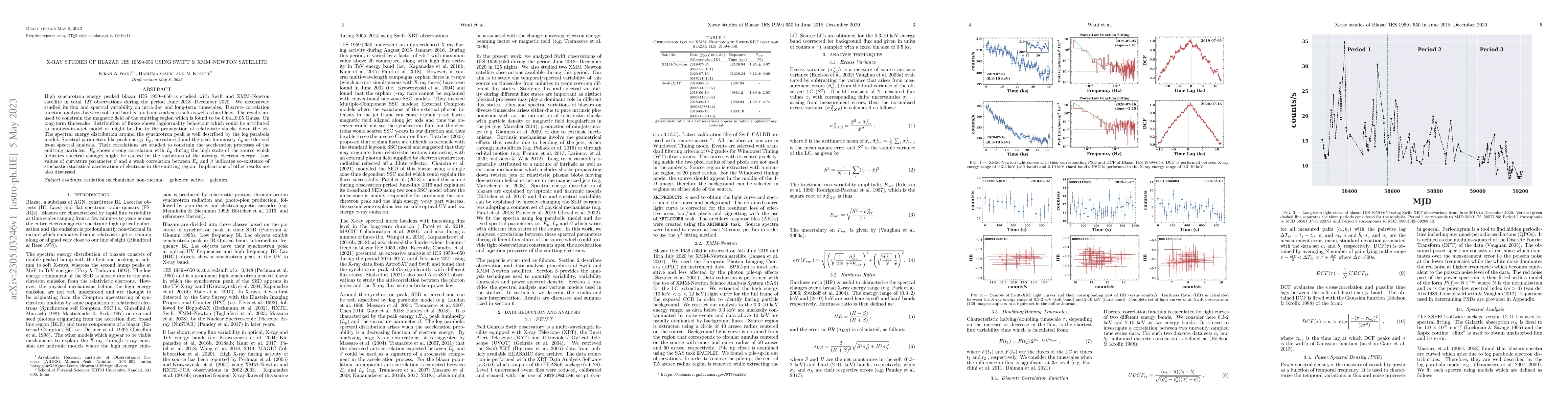 Thumbnail for X-ray Studies of Blazar 1ES 1959+650 Using SWIFT & XMM-NEWTON Satellite