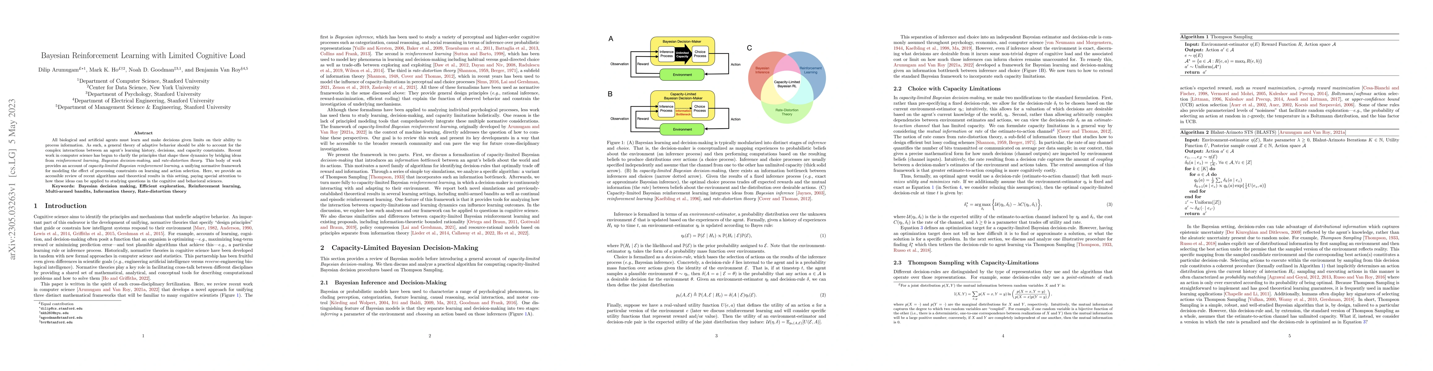 Thumbnail for Bayesian Reinforcement Learning with Limited Cognitive Load
