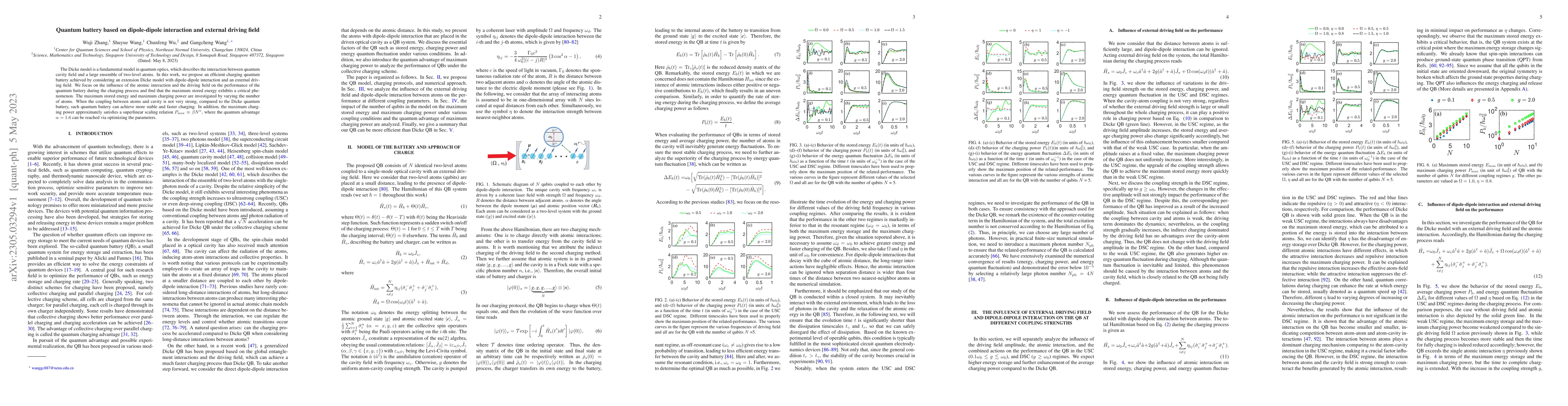 Thumbnail for Quantum battery based on dipole-dipole interaction and external driving
  field