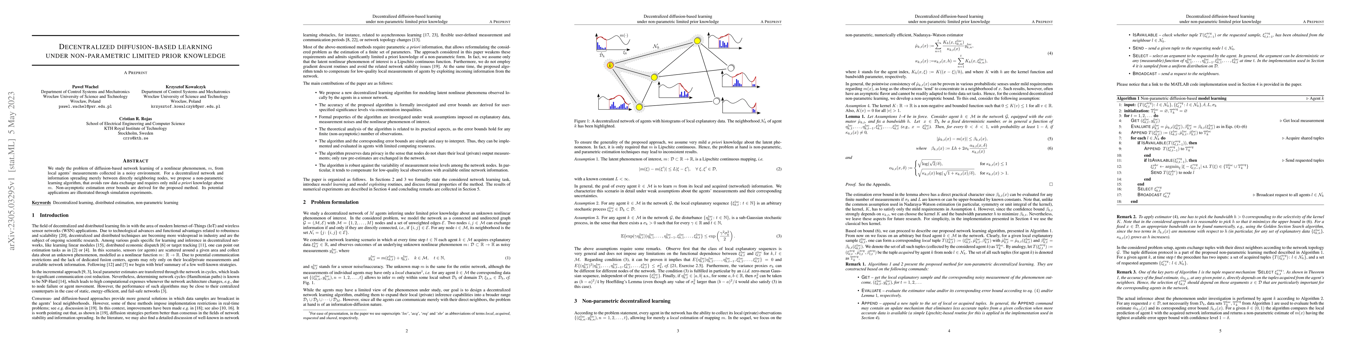 Thumbnail for Decentralized diffusion-based learning under non-parametric limited
  prior knowledge