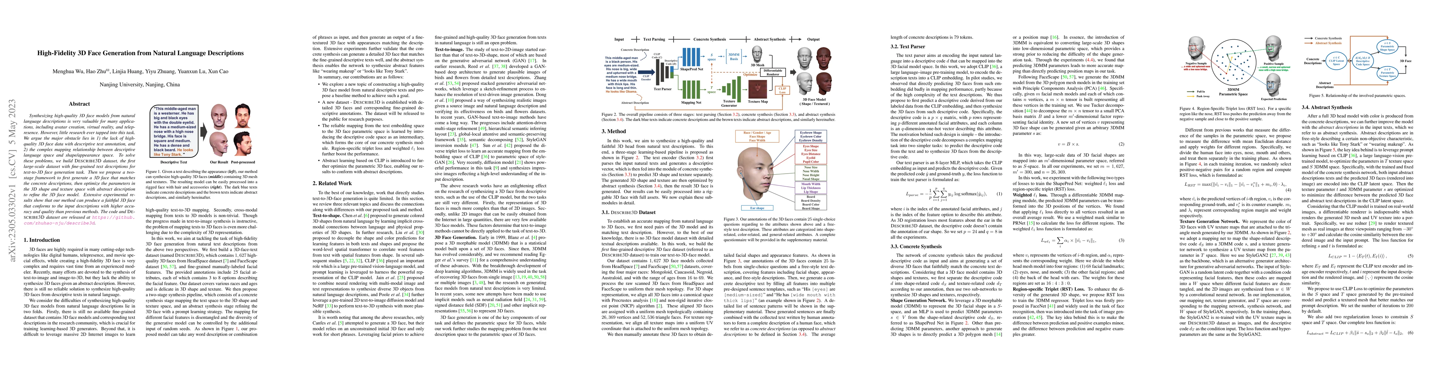 Thumbnail for High-Fidelity 3D Face Generation from Natural Language Descriptions