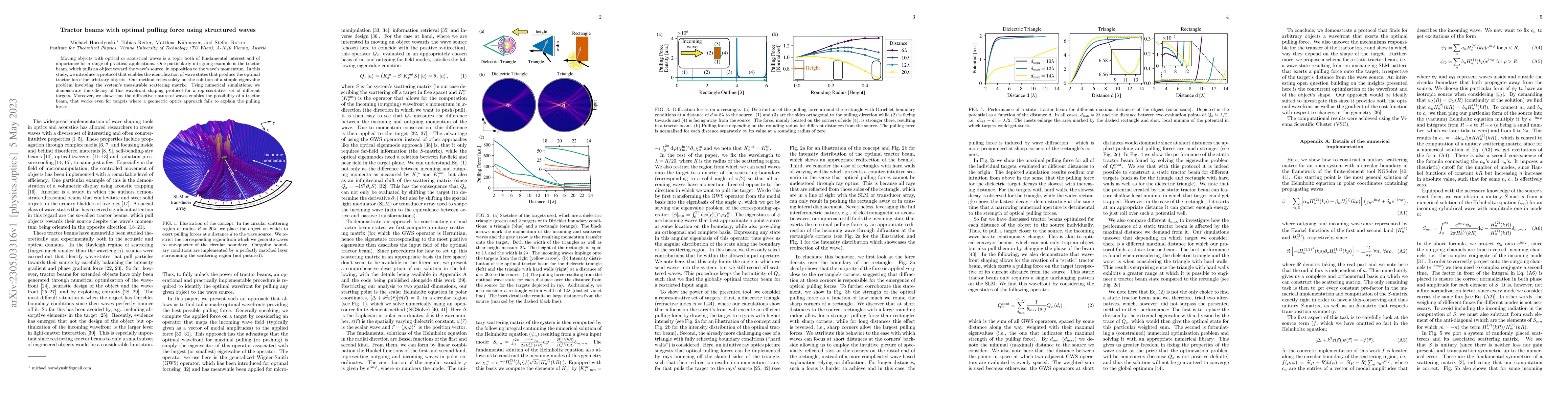 Thumbnail for Tractor beams with optimal pulling force using structured waves