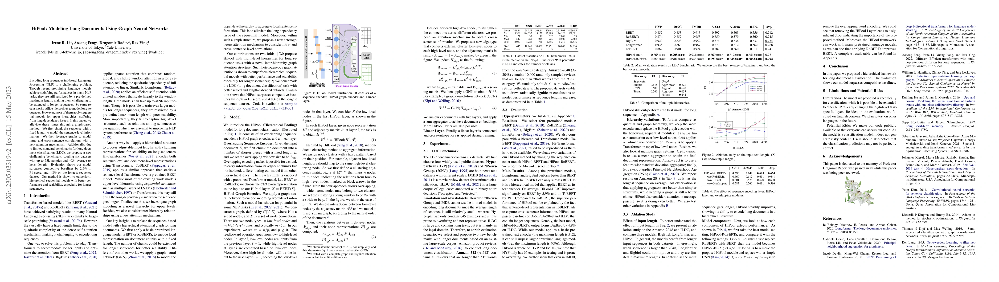 Thumbnail for HiPool: Modeling Long Documents Using Graph Neural Networks